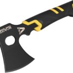 LEXIVON V-ONE Survival Hatchet, 9.5″ Full Tang Lightweight Axe | 6mm Stainless Steel Electro-Black Finish Blade, Ergonomic Bi-Material Grip Handle | Protective Slim Sheath Included (LX-VONE-PP)