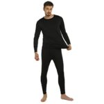 ViCherub Thermal Underwear for Men Fleece Lined Long Johns Thermals Top and Bottom Set Base Layer for Cold Weather Black XL