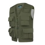 AOTORR Mens Outdoor Safari Cargo Photo Travel Work Fishing Vests for Men Multi-pockets Armygreen XL