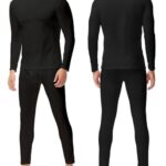 EXCELLENT THERMAL Mens Thermal Underwear Set, Soft and Warm Long Johns for Men Thermal Base layer for Cold Weather Bottom Top Black