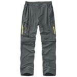 Mens Hiking Stretch Pants Convertible Quick Dry Lightweight Zip Off Outdoor Travel Safari Pants (818 Dark Grey 36)