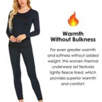 Ekouaer Thermal Underwear for Women Fleece Lined 2 PCS Long Johns Slimming Top & Bottom Base Layer (Navy Blue M)