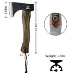 WICING Camping Axe, 10.8 in Throwing Axes, Carbon Steel & Wooden Handle Hatchet for Axe Throwing, Camping, Kindling