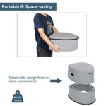 VINGLI Portable Toilet | Indoor Outdoor Commode w/Detachable Inner Bucket & Removable Paper Holder, Lightweight & Compact for Camping, Boat, Van, Emergency Use (Grey)