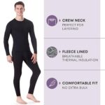 Rocky Thermal Underwear for Men (Long Johns Thermals Set) Shirt & Pants, Base Layer (Black – Standard Weight/Medium)