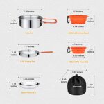 KingCamp 17/25pcs Stainless Steel Camping Cookware Mess Kit Camping Cooking Set Backpacking Gear Lightweight Pots and Pans Set with Folding Knife Fork for Camping Hiking Picnic