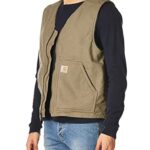 Carhartt Men’s Relaxed Fit Washed Duck Sherpa-Lined Vest, Driftwood, Medium