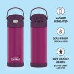 THERMOS FUNTAINER 16 Ounce Stainless Steel Vacuum Insulated Bottle with Wide Spout Lid, Red Violet