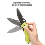 GVDV Pocket Knife – Sharp 3.75″ Blade Assisted Opening Folding Knives, Hunting Camping Fishing Hiking Knife with Double Sided Handle, Safety Liner-Lock, Gifts for Men Women – Green