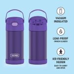 THERMOS FUNTAINER 12 Ounce Stainless Steel Vacuum Insulated Kids Straw Bottle, Violet