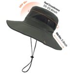 Men’s Sun Hat Summer Outdoor UV Protection Mesh Wide Brim Bucket Hats Waterproof Packable Boonie Safari Fishing Cap for Hunting Hiking Camping Gardening Beach Army Green