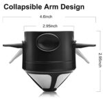 AnnYun Pour Over Coffee Dripper, Reusable Stainless Steel Pour Over Coffee Filters, Easy to Clean Camping Coffee Filter, Portable Collapsible Coffee Maker, Paperless Travel Coffee Makers