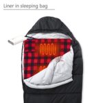 Mantuole Heated Sleeping Bag pad, Heated seat Cushion, 5 Heating Zones, Operated by Battery Power Bank or Other USB Power Supply, Compact Bag Included. Black & Red Flannel.