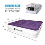 CHILLSUN Queen Air Mattress with Built-in Pump – Best Inflatable Airbed Luxury Double High Inflatable Bed Blow Up Bed for Home Portable Camping Travel, 80x60x18in, 650lb MAX