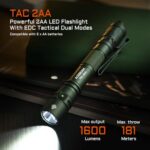 ACEBEAM TAC 2AA EDC Tactical Dual Modes Flashlight Rechargeable, 1600 High Lumens Flashlight, Dual Switch Pocket LED Flashlight, Super Bright Small Flash Light for Emergency, Camping, Home