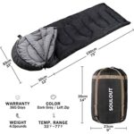 Envelope Sleeping Bag,3-4 Seasons Warm Cold Weather Lightweight, Portable, Waterproof Compression Sack Adults & Kids – Indoor & Outdoor Activities: Traveling, Camping, Backpacking, Hiking, Dark Grey