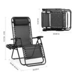 Simple Deluxe 2 Set Zero Gravity Chairs Patio Portable Reclining Folding Lounge Chair Beach Camping Chairs with Pillow and Cup Holder Trays for Garden, Lawn, Black