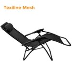 Pacific Pass Folding Zero Gravity Reclining Chair w/ Built-In Headrest – Durable Construction – Black