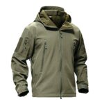 TACVASEN Men Windproof Softshell Tactical Hoodie Fleece Hunting Jacket Coat Army Green,US L