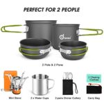 Odoland 16pcs Camping Cookware Mess Kit, Lightweight Pot Pan Mini Stove with 2 Cups, Fork Spoon Kits for Backpacking, Outdoor Camping Hiking and Picnic