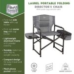 TIMBER RIDGE Lightweight Camping Chair, Portable Laurel Director’s Chair with Foldable Side Table, Cooler Bag & Mesh Pocket, Compact Outdoor Folding Lawn Chair, Supports 300lbs, Grey