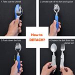 Camping Silverware Set HIKENTURE 4-In-1 Stainless Steel Hobo Knife Fork Spoon Bottle Opener with Storage Case (Blue)