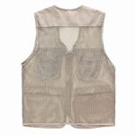 Rizanee Unisex Mesh Breathable Fishing Vest, Multi-Pockets Photography Travel Hiking Waistcoat Jacket for Adults and Youth (Beige, US S – TAG L)