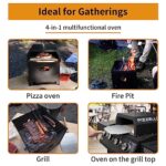 PIZZELLO Outdoor Pizza Oven 4 in 1 Wood Fired 2-Layer Detachable Outside Ovens With Pizza Stone, Pizza Peel, Cover, Cooking Grill Grate, Pizzello Gusto