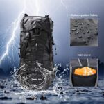 WintMing 75L Hiking Backpack with Rain Cover Waterproof Camping Backpack Shoes Warehouse for Men Women, Frameless (black)