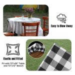 Gotron Fitted Picnic Table Cover with Bench Covers Elastic Edges and Storage Bag, Vinyl Waterproof Table Cloths Flannel Backing More Cushion Camping Accessories and Essentials, 72×30 Inches, Black