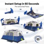 BEYONDHOME Instant Cabin Tent, 8 Person Camping Tent Setup in 60 Seconds with Rainfly Blue Premium