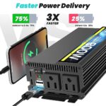 EGSCATEE 800W Power Inverter 12V DC to 110V/120V AC Car Inverter with 2 AC Outlets and Dual 3.4A USB Ports Peak Power 1600W Car Power Inverter for Vehicles, Laptop, Camping Trip