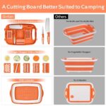 Camping Cutting Board, HI NINGER Collapsible Chopping Board with Colander, 9-In-1 Multi Chopping Board Kitchen Vegetable Washing Basket for Camping,Camping Gifts Camping Accessories for RV Campers