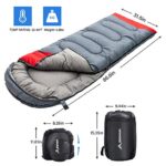 BISINNA Sleeping Bag with Pillow – 4 Season Backpacking Sleeping Bag Lightweight Waterproof Warm and Washable for Adults, Kids, Women, Men’s Outdoors Camping, Hiking, Mountaineering