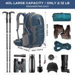 Maelstrom Hiking Backpack,Camping Backpack,40L Waterproof Hiking Daypack with Rain Cover,Lightweight Travel Backpack,Blue