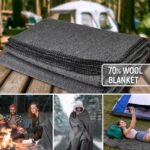 JMR Wool Camping Blanket – Warm Heavy Car Blanket & Camp Quilt – Survival Emergency Blanket for Sleeping Outdoors – Multi-Use Wool Blanket for Camping, Car & Home – 70% Wool, Grey, 62X84