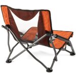 Cascade Mountain Tech Camping Chair – Low Profile Polyester Folding Chair for Camping, Beach, Picnic, Barbeques, Sporting Event with Carry Bag and Cushion Availability, Orange