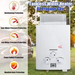 TCFUNDY 1.58 GPM Tankless Water Heater Propane Gas 6L, Instant Hot Water Heater, Portable Digital Display Gas Water Heater, with Shower Head