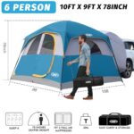 UNP SUV Tent for Camping, 6-Person Car Camping Tent, SUV Tailgate Tent for Outdoor, Easy Set Up Tent with Rainfly 10’x9’x78in(H) (Ocean Blue)