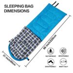 DESERT & FOX Cotton Flannel Sleeping Bags with Pillow, 4 Season Warm & Cold Weather Envelope Compression Sack, Lightweight & Portable Backpacking Sleeping Bag for Outdoor Camping, Hiking, Traveling