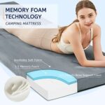 HomeMate CertiPUR-US Memory Foam Camping Mattress Pad Portable Roll Up Mattress for Adults Sleeping Mat Cot Mattress Pad Car Tent Floor Mattress Removable Waterproof Cover Travel Bag Guest Bed