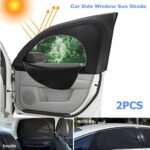 LoyaForba 2Pcs Car Window Shade, Zipper Breathable Side Sun Mesh, Auto Stretchy Front Rear Curtain Sun Rays Cover Screen for Baby, Universal Vehicle Camping Privacy Protection (Front/33.5”×20.5”)