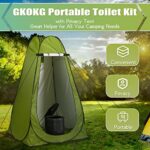 GKOKG Portable Toilet with Pop Up Privacy Tent for Adults, Camping Portable Toilet Tent Kit Outdoor Emergency Folding Toilet Tent Kit, 2 in 1 Portable Potty Privacy Toilet Tent for RV Camping Travel