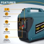 HEOMAITO Portable Inverter Generator 1200W Ultra Quiet Gas Power Equipment with CO Sensor Parallel Capability, EPA Compliant, Ultra Lightweight for Outdoor Camping, RV Ready & Backup Home Use