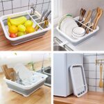 THANSTAR Collapsible Dish Drying Rack Portable Dinnerware Drainer Organizer for Kitchen RV Campers Travel Trailer Space Saving Kitchen Storage Tray