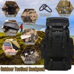 70L Waterproof Hiking Daypack Large Hiking Backpack, Hunting Camping Rucksack Backpack for Men Outdoor Sports Backpack (Black)