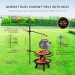 Campfire Grill Grate Fire Pit Grill Grate Campfire Cooking Equipment Stainless Steel 360° Swivel Fire Pit Grate with Height Adjustable Heat Resistant Grill Grate for Outdoor Camping BBQ Black