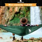 Covacure Camping Hammock – Lightweight Double Hammock, Hold Up to 772lbs, Portable Hammocks for Indoor, Outdoor, Hiking, Camping, Backpacking, Travel, Backyard, Beach?Dark Green?