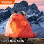 KingCamp Lightweight Camping Blanket – Puffy Printed Warm Camping Quilt with Snap Button – Portable for Travel, Hiking, Stadium, Airplane – 79″ x 57″ – Orange