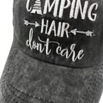 MANMESH HATT Camping Hair Don’t Care Ponytail Hat Vintage Washed Distressed Baseball Dad Cap for Women (Black, One Size)